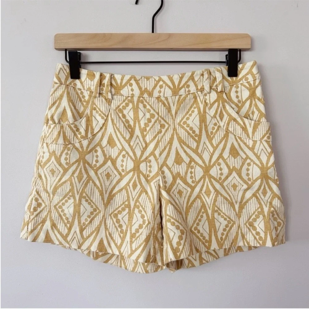 Elevenses by Anthropologie, Mandala Print Shorts, Maize/Cream, Size 2, EUC - Picture 1 of 8